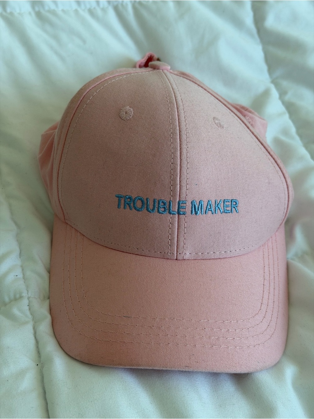 Pink 'Trouble Maker' Embroidered Baseball Cap